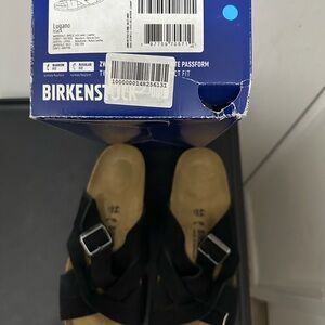 Birkenstock Lugano Black Suede Buckle Sandals